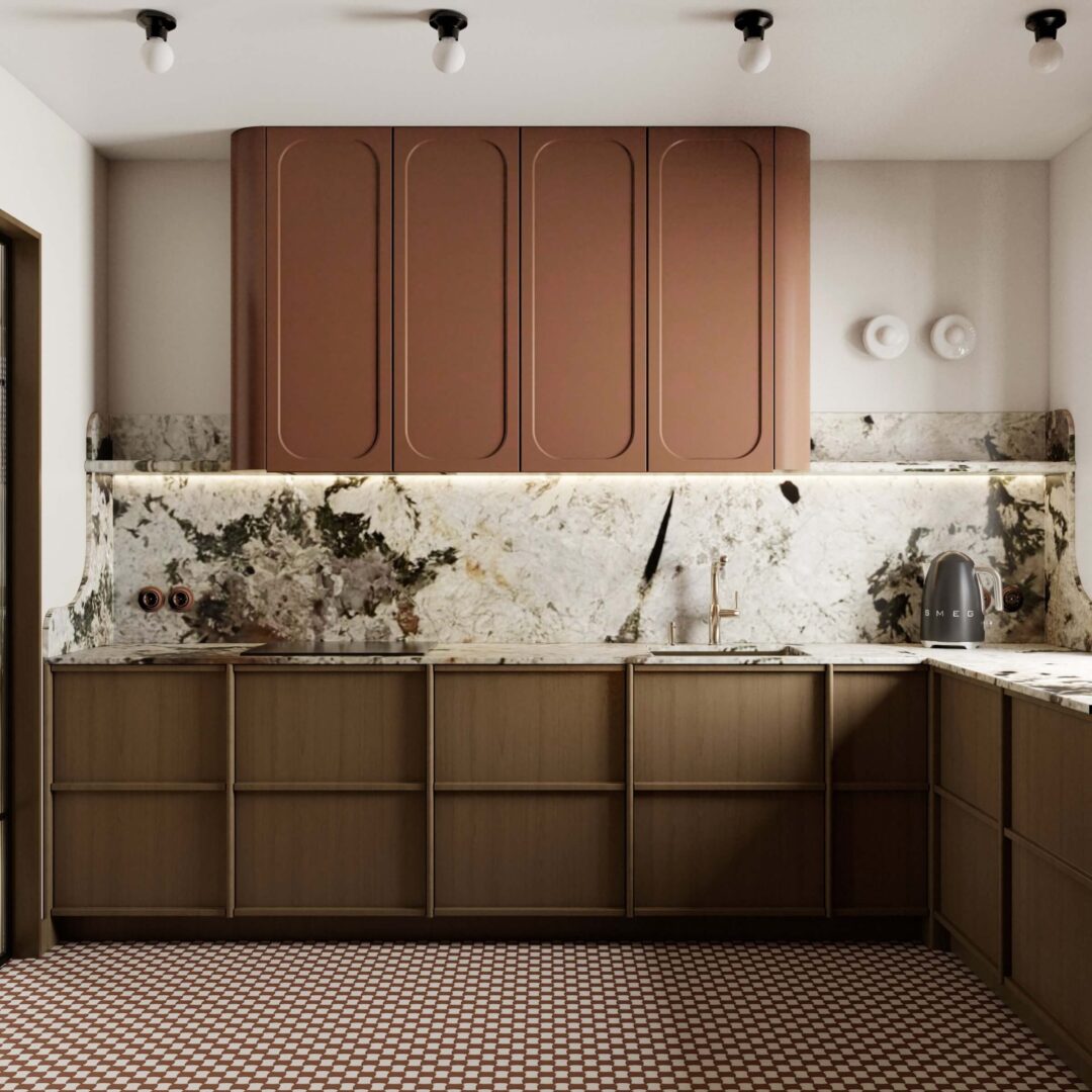Projekt kuchni w apartamencie na Żoliborzu