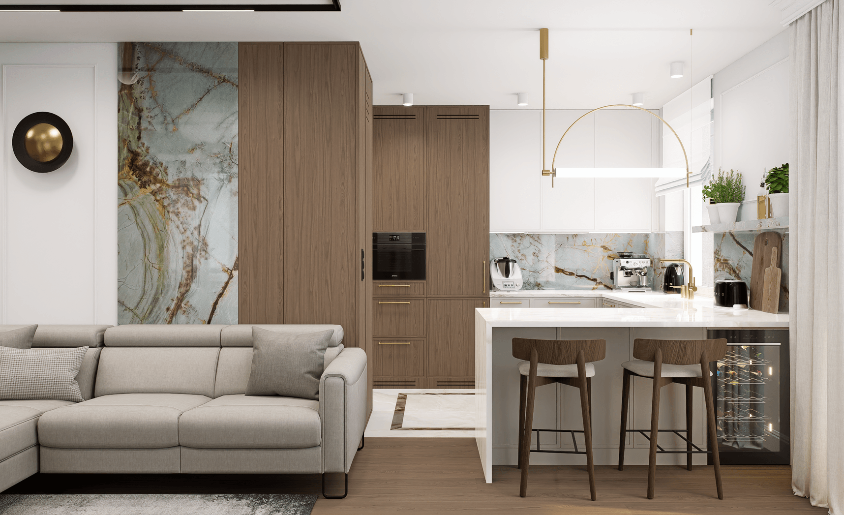 Strefa wypoczynkowa w eleganckim apartamencie premium