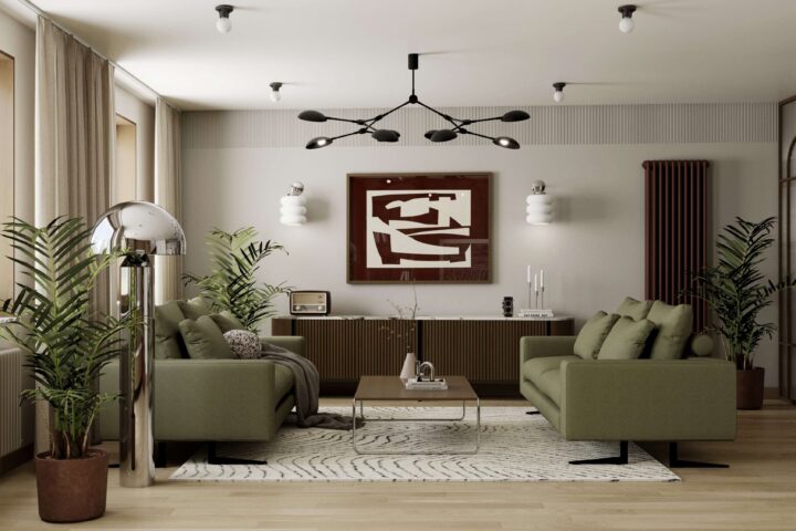 Strefa wypoczynkowa w apartamencie premium na Żoliborzu