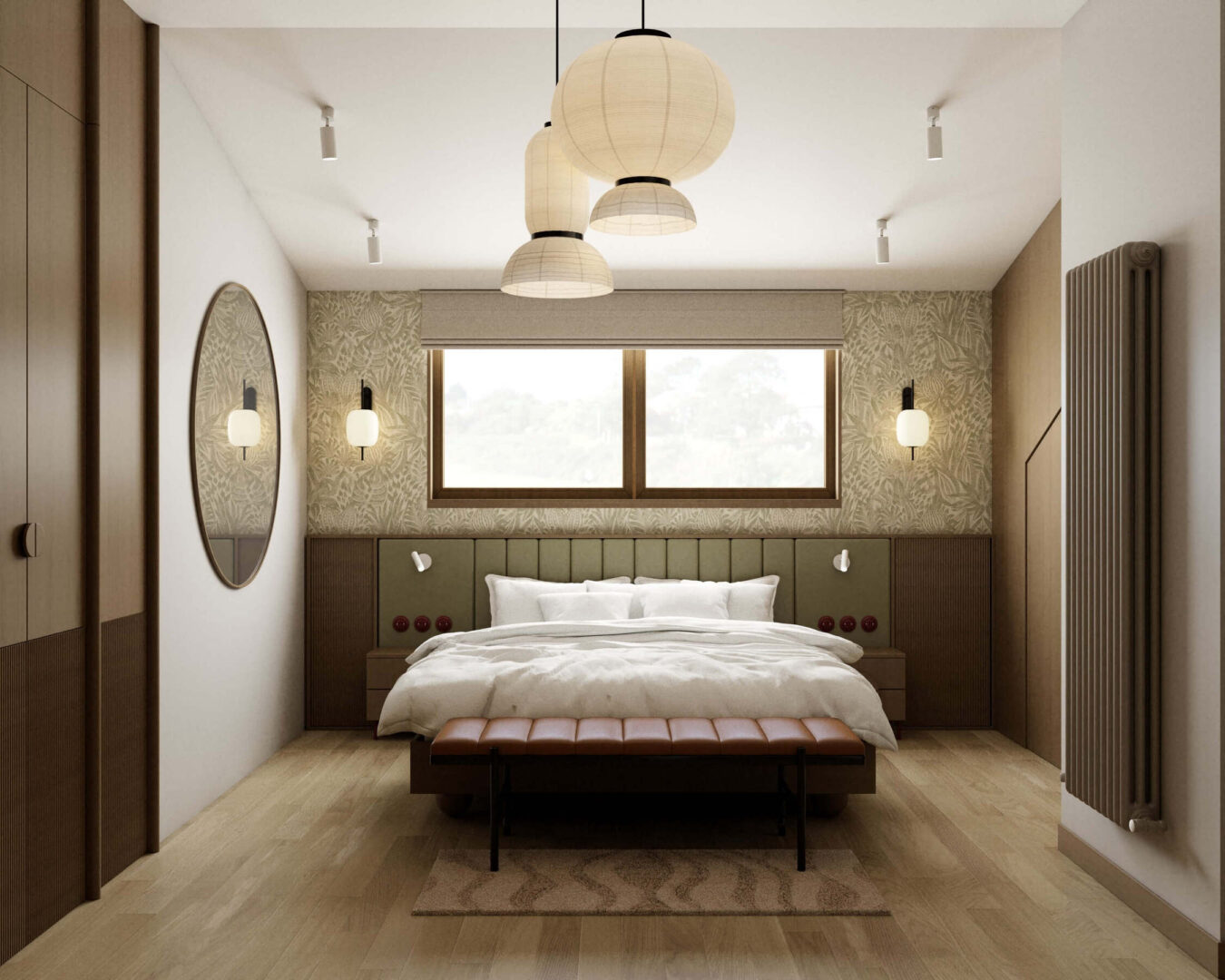 Sypialnia główna w apartamencie premium na Żoliborzu